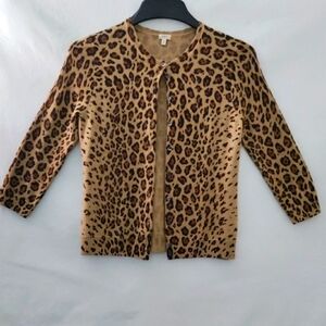 J Crew Merino wool Tippi Sweater in Leopard size small S. Measurements in discrp